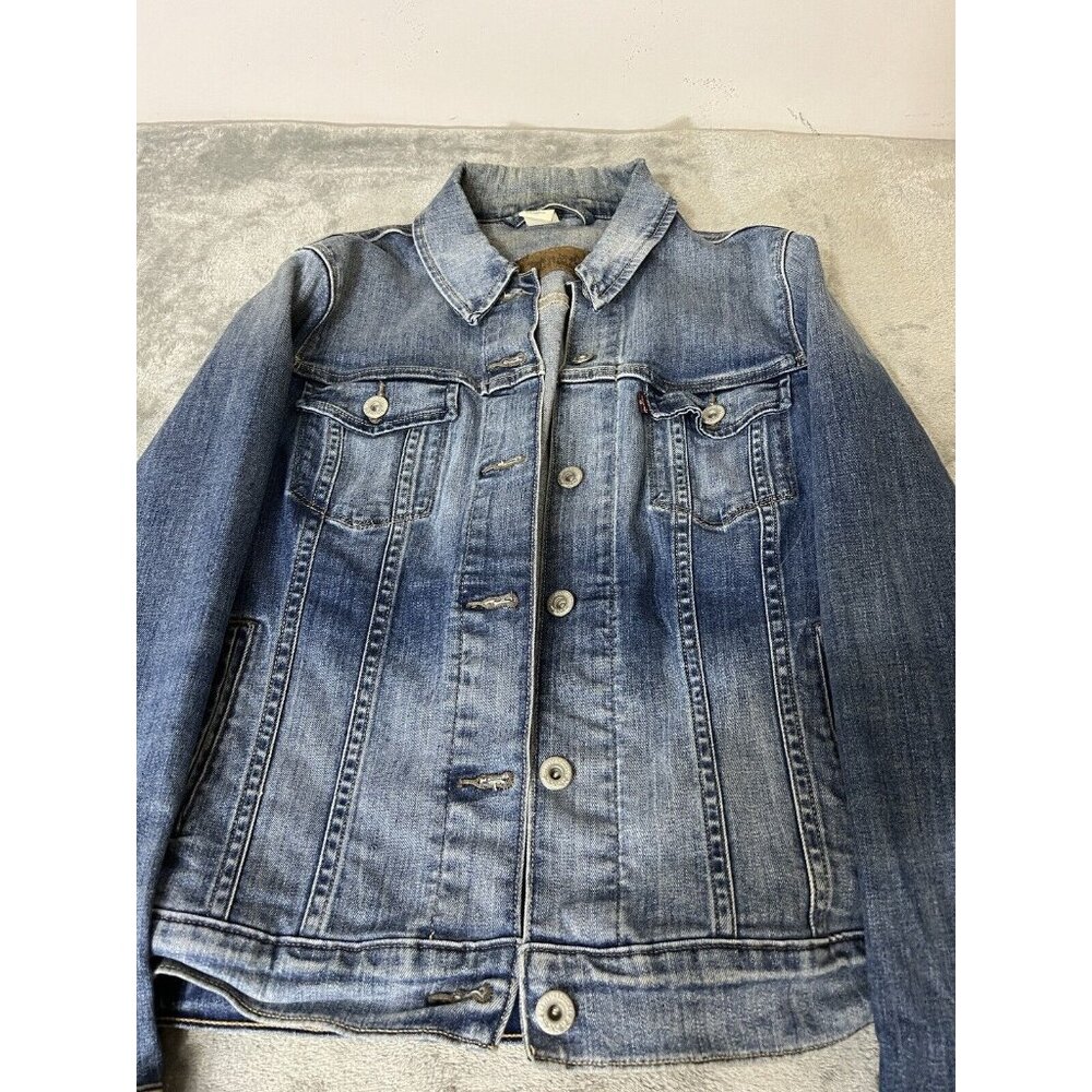 Levis Jacket Womens Size Medium Blue Denim Medium Wash Trucker Button Retro - Picture 5 of 10
